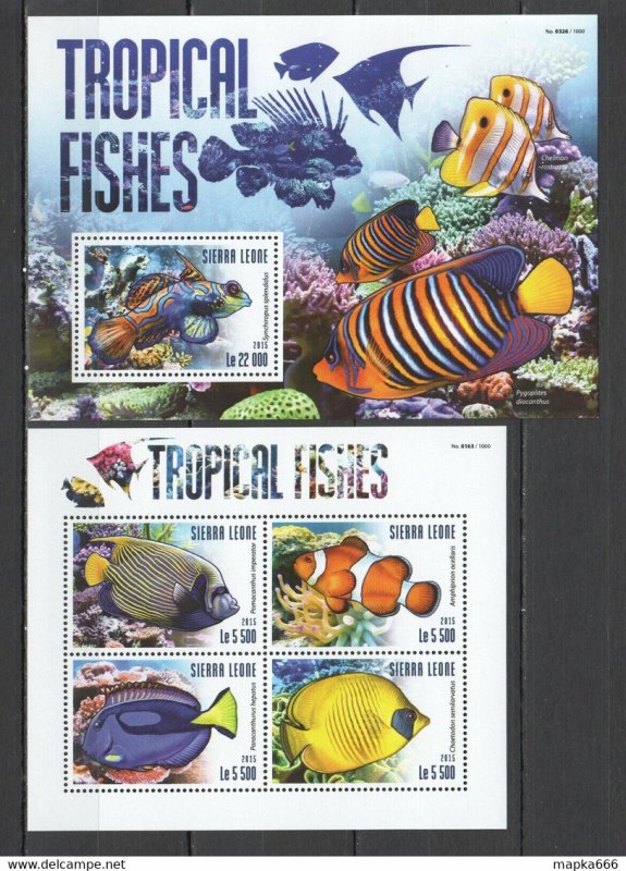 2015 Sierra Leone Fauna Tropical Fishes & Marine Life 1+1 ** Stampsst614