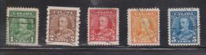 CANADA Scott # 217-21 Used King George V Definitives