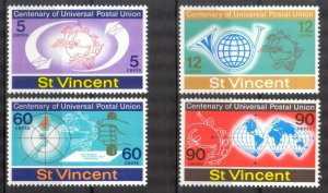 St. Vincent 1974 100 Years of UPU Universal Postal Union set of 4 MNH