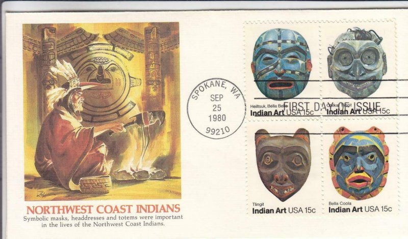 1980, Indian Art, Blk/4, Fleetwood, FDC (D13017)