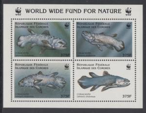 XG-BA220 COMOROS IND - Wwf, 1998 Marine Life, Fish, Coelacanth MNH Sheet