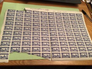 Spain 1944 stamps part sheet  stains & Damage  sent folded  Ref 51063 