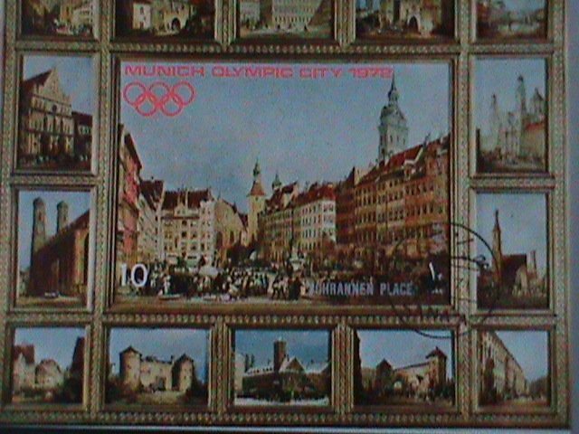 ​YEMEN-1972-MUNICH OLYMPIC CITY -1972 CTO- IMPERF-S/S VF-LAST ONE FANCY CANCEL