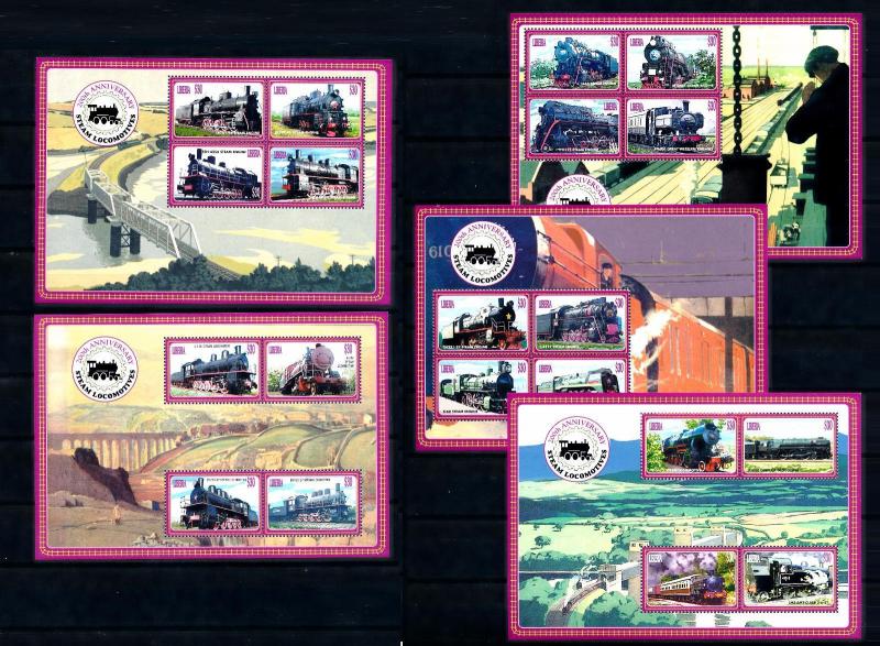 [62326] Liberia 2004 Railway Train Eisenbahn Chemin de Fer 5 Sheets MNH