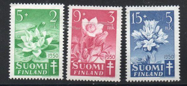 Finland Sc B101-3 1950 Anti TB Wildflowers charity stamp set mint