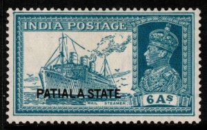 INDIA-PATIALA SG89 1937 6a TURQUOISE-GREEN MTD MINT