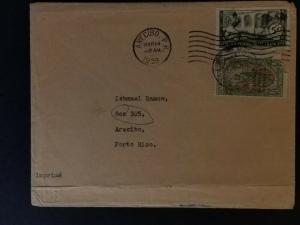 1939 French Equatorial Africa Rare Destination Arecibo Puerto Rico Airmail Cover