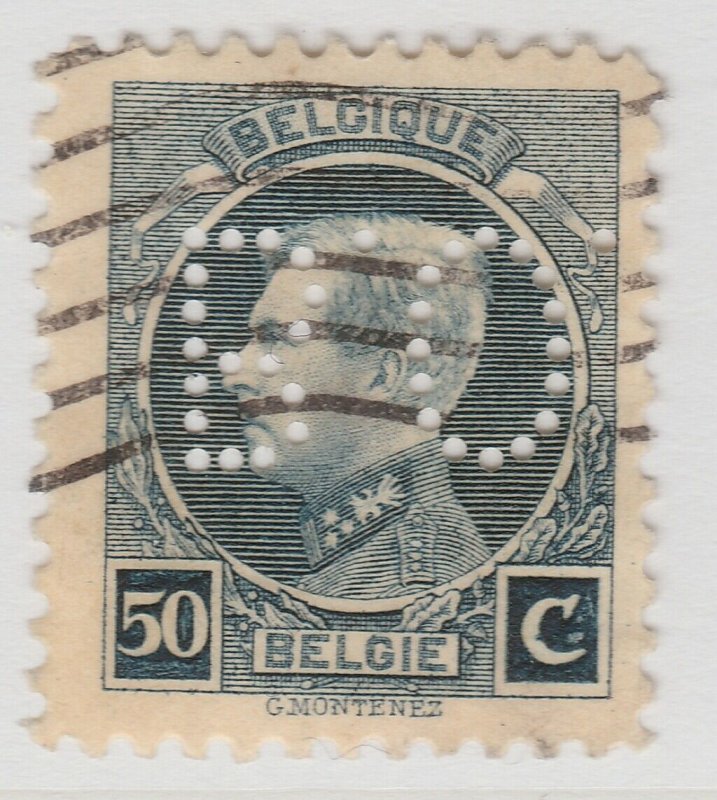 Perfin Belgium 1921-25 50c Used Stamp A19P48F964