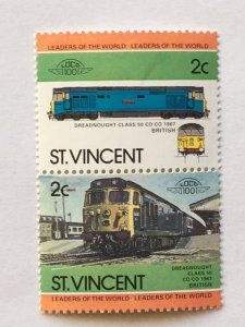 St. Vincent – 1984 –Double “Train” Stamp – SC# 748 – MNH