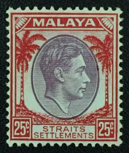 Malaya Straits Settlements 1937 KGVI 25c MH SG#286 M3608