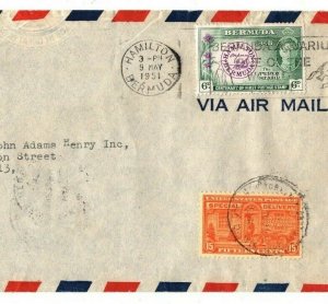 BERMUDA KGVI Cover *USA MIXED FRANKING* 1951 Express Air Special Delivery EB235