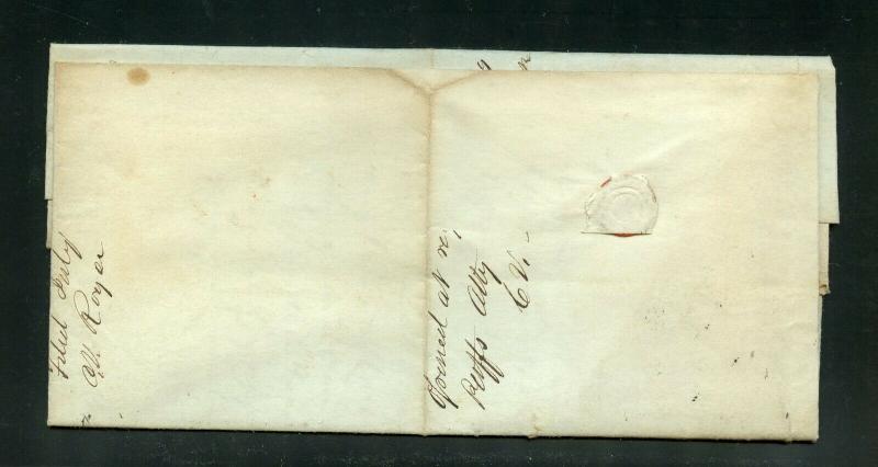 UNITED STATES 1849 WILMINGTON OH  STAMPLESS  COVER  CONTAINING A  SUMMONS