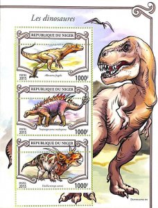 A8350 - NIGER - ERROR MISPERF Stamp Sheet -2015  DINOSAURS Prehistorics