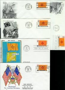 New Mexico Statehood Collection 14 Diff Flag FDCs Including Better Cachets! 1976