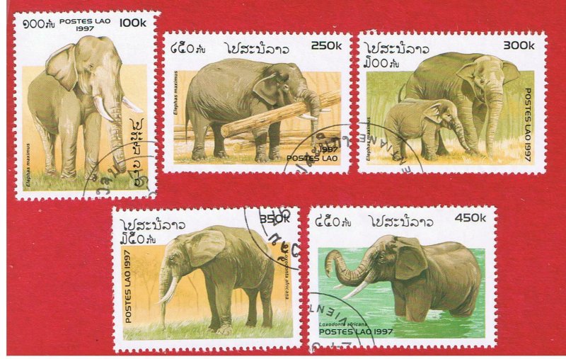 Laos #1329-1333  VF used  Elephants  short set   Free S/H