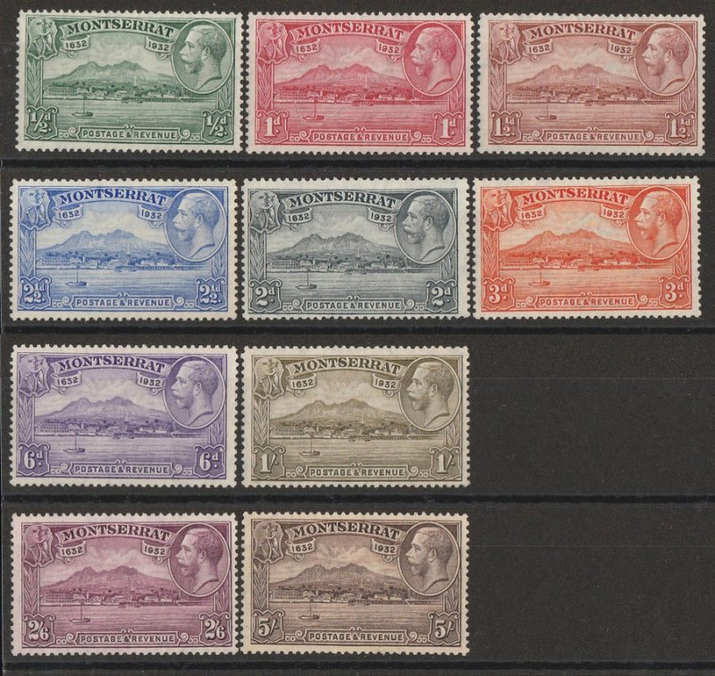 MONTSERRAT 1932 Anniversary set ½d to 5/-. MNH ** 