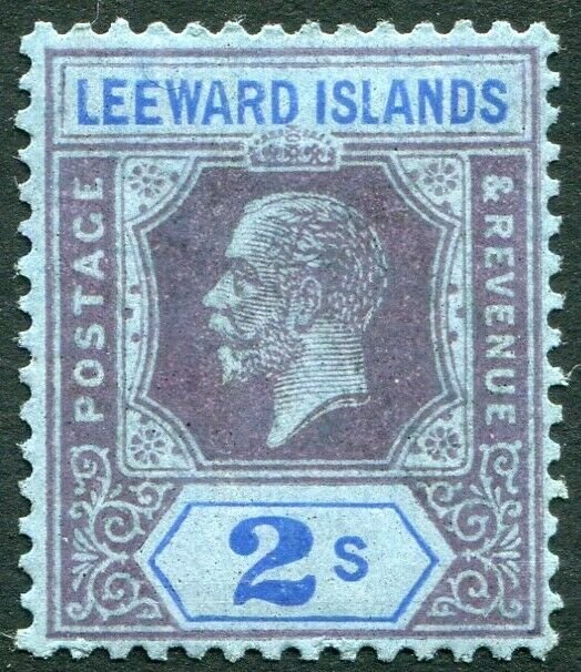 LEEWARD ISLANDS-1922 2/- Purple & Blue/Blue Sg 55 MOUNTED MINT V33898