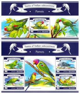 t9, Maldives MNH stamps 2019 parrots birds