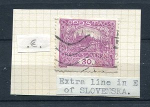 Czechoslovakia 1919 Perf Used 30h ERROR Extra line in E of Slovenska 8485