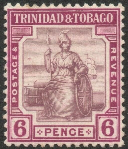 TRINIDAD & TOBAGO-1913-23 6d Dull & Reddish Purple Sg 153 MOUNTED MINT V46174