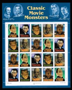 U.S. Classic Movie Monsters - Full Sheet MNH