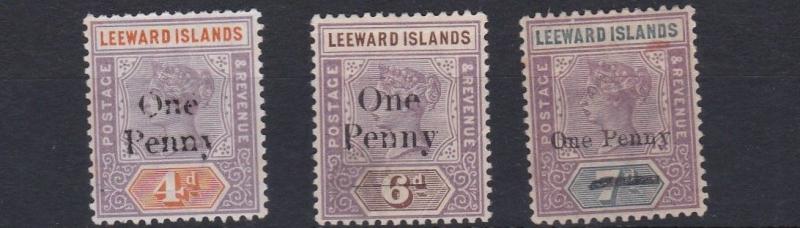 LEEWARD ISLANDS  1902    S G  17 - 19  VALUES TO 1D  ON 7D  MH HAS CREASE     