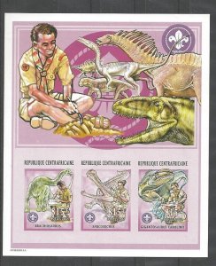 2002 Boy Scouts Central Africa dinosaurs minisheet Imperf