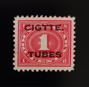 1919 1c Cigarette Tubes, Carmine Rose, RH1, Documentary, Overprinted