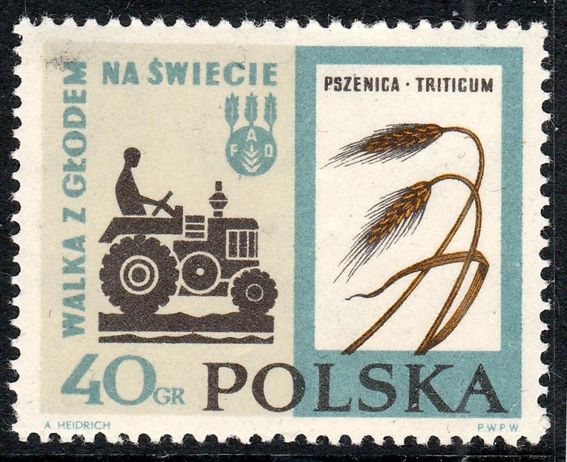 POLOGNE / POLAND - 1963 Mi1371 40gr. Tractor, wheat (Triticum aestivum) MNH**