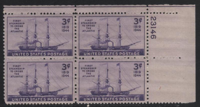 923 3c First Steamship to Cross the Atlantic 23146 UR Plate Block