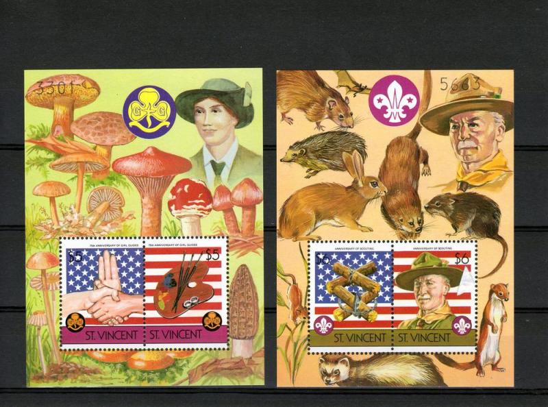 St.Vincent 1996 Scouting/Fungi/B.Powell 2 S/S Perforated MNH.Sc#922/922A