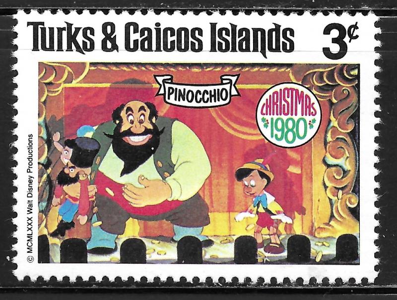 Turks & Caicos Islands #446 3c Christmas-Scenes from Pinocchio MHR