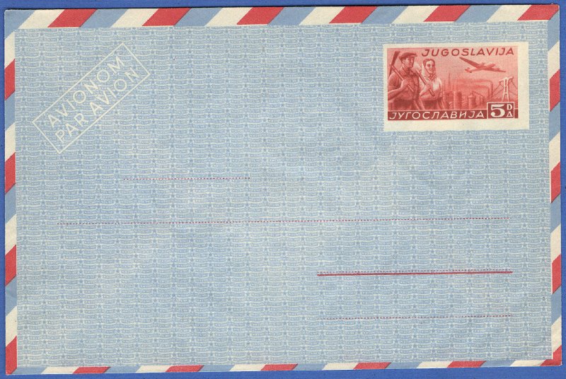 YUGOSLAVIA Mint 5d Airmail Stationery Envelope