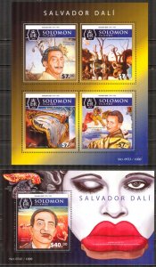 Solomon Islands 2015 Art Paintings Salvador Dali Sheet + S/S MNH