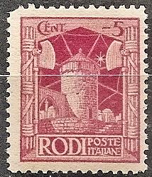 AEGEAN ISLS.-Rhodes 15 MINT OG 1929 5c Windmill