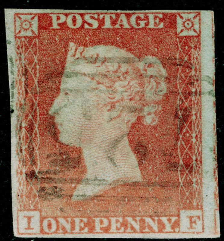 SG8, 1d red-brown, FINE USED. 4 MARGINS. IF