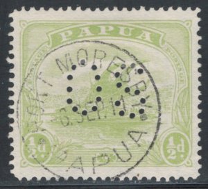 Papua New Guinea 1911 Official Lakatoi 1/2p Scott # 50 Used (Perforated OS)