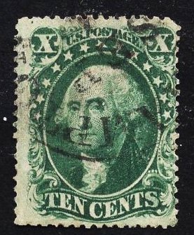 US Stamp #34 10c Green Washington Type IV  USED SCV $2100