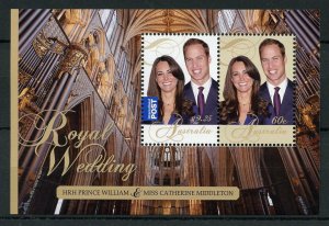 Australia 2011 MNH Royalty Stamps Royal Wedding Prince William & Kate 2v M/S