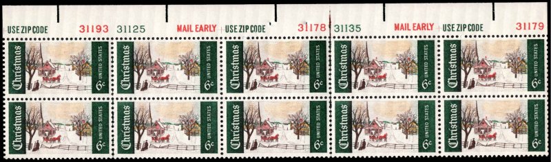 US #1384 CHRISTMAS MNH TOP PLATE BLOCK #31193-31125-31178-31135-31179