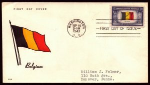 Scott 914 5 Cents Belgium Fidelity FDC Typed Address Planty 914-2