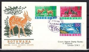 Botswana, Scott cat. 37-39. Game Preserve issue. First day cover.