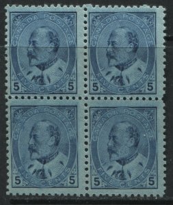 Canada 1903 KEVII 5 cents blue block of 4 mint o.g. note that bottom 2 are NH