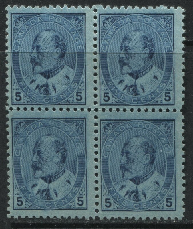 Canada 1903 KEVII 5 cents blue block of 4 mint o.g. note that bottom 2 are NH