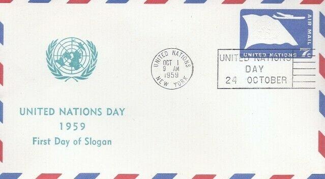 UNITED NATIONS DAY 1959 - First Day of Slogan Cancel