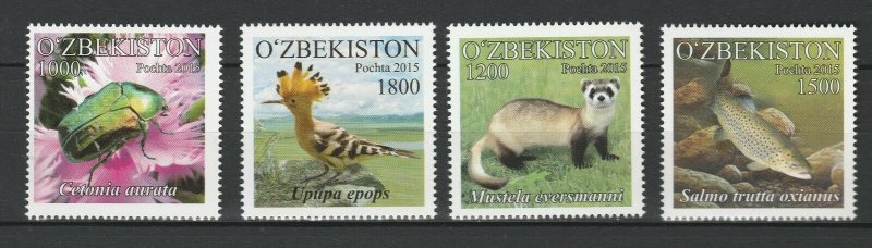 Uzbekistan 2016 Fauna, Animals, Birds, Insects 4 MNH stamps