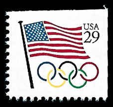 PCBstamps   US #2528 Bk Sgl 29c Flag with Olympics Rings, MNH, (22)