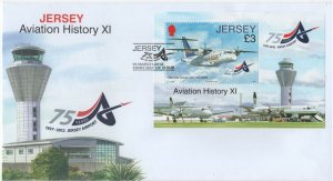 Jersey 2012 FDC Sc 1577 Jersey Airport 75th ann Sheet of 1 Airplane