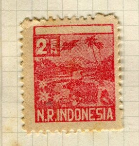 INDONESIA Revolutionary 1940s Issue; Early local printed Mint hinged value