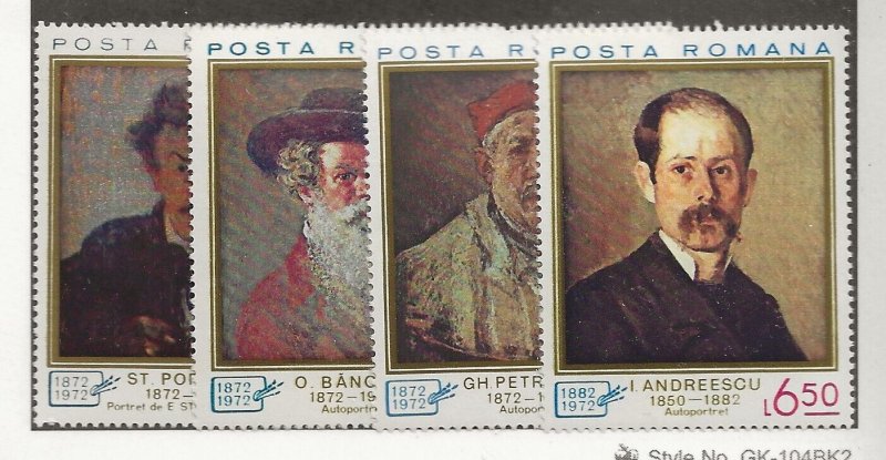 ROMANIA Sc 2348-51 NH ISSUE OF 1972 - ART 